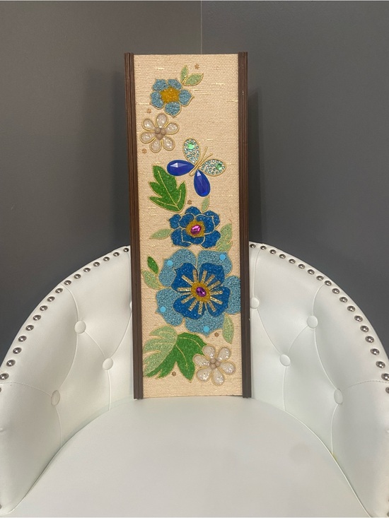 unbranded Other - Mid Century 3D Textile/Pebble Butterflies Flowers Wall Art Vtg Blue Green Retro